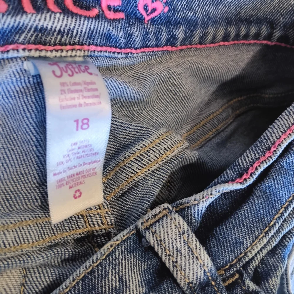 Justice Jr Sz18 Blue, White, and Pink Ombre Wide Legged Jeans